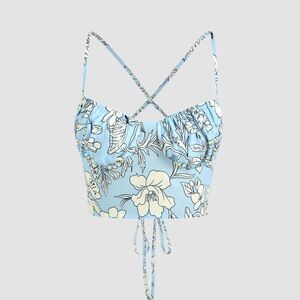 Cider Floral Blue Crop Top